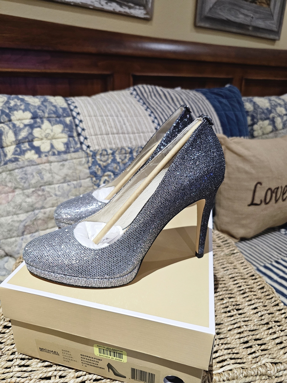 MICHAEL Michael Kors Silver Glitter Ombre High Heel Pumps, NIB